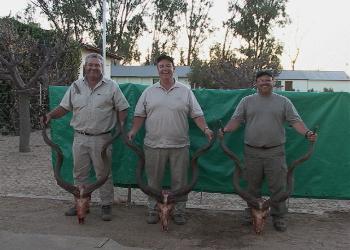 Rennell Barney, Bill Adair, Kerry Barney three 52 inch plus Kudu